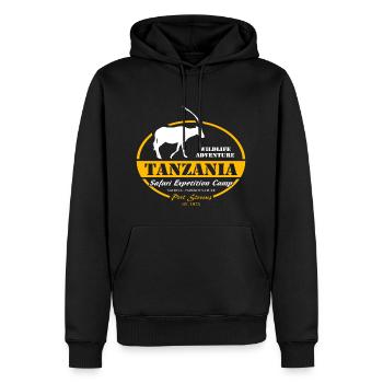 Tanzanie - Antilope - Sweat à capuche Premium bio Homme - noir - Devant - Nico (187cm)
