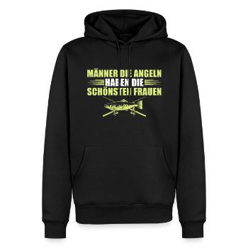 Männer die Angeln haben die schönsten Frauen - Männer Premium Bio Hoodie - Schwarz - Vorne - Nico (187cm)