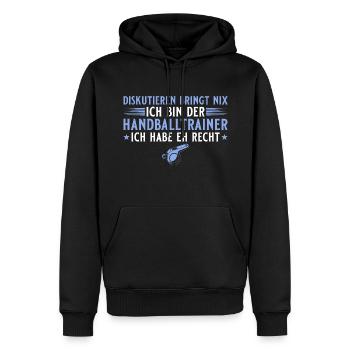 Diskutieren bringt nix - Handballtrainer - Männer Premium Bio Hoodie - Schwarz - Vorne - Nico (187cm)