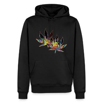 Feuilles de marijuana de couleur folle 1 - Sweat à capuche Premium bio Homme - noir - Devant - Nico (187cm)