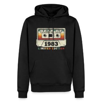 Le meilleur de l'année 1983 Anniversaire 1983 - Sweat à capuche Premium bio Homme - noir - Devant - Nico (187cm)