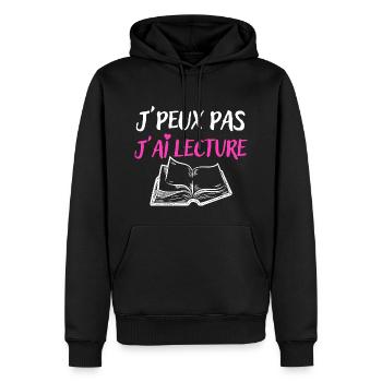 J'peux pas j ai lecture - Sweat à capuche Premium bio Homme - noir - Devant - Nico (187cm)