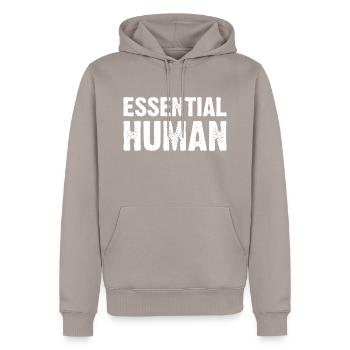 Humain essentiel - Sweat à capuche Premium bio Homme - taupe - Devant - Nico (187cm)
