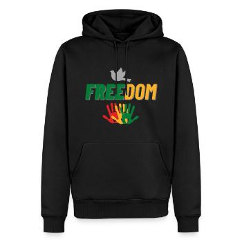 Freedom - Männer Premium Bio Hoodie - Schwarz - Vorne - Nico (187cm)