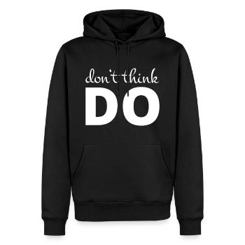 Don't think, act - Men’s Premium Organic Hoodie - black - Front - Nico (187cm)