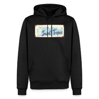 Welcome to Saint Tropez - Sweat à capuche Premium bio Homme - noir - Devant - Nico (187cm)