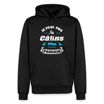 JE PEUX PAS J'AI CÂLINS AVEC PARRAIN - Sweat à capuche Premium bio Homme - noir - Devant - Nico (187cm)