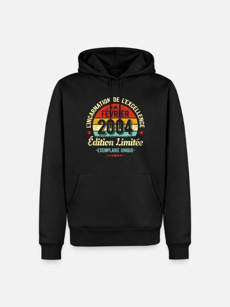 MILLÉSIME FÉVRIER 2004 ÉDITION LIMITÉE - Sweat à capuche Premium bio Homme - noir
