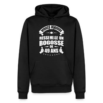 BOGOSSE DE 49 ANS - Sweat à capuche Premium bio Homme - noir - Devant - Nico (187cm)