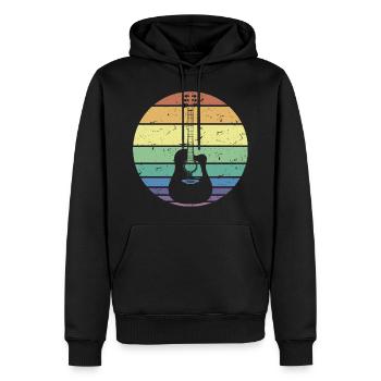 Rétro Guitare Acoustique Guitariste Guitariste Cadeau - Sweat à capuche Premium bio Homme - noir - Devant - Nico (187cm)