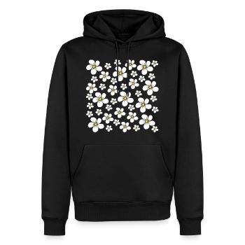 fleurs blanches, fleurs en fleurs, motif floral - Sweat à capuche Premium bio Homme - noir - Devant - Nico (187cm)