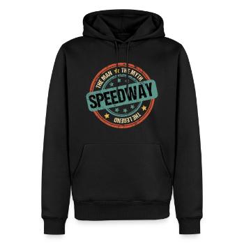 Speedway Motorrad Motorbike Dad Vintage Lustig - Männer Premium Bio Hoodie - Schwarz - Vorne - Nico (187cm)