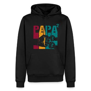 Papa Vater von 2 Kinder Zwillinge Söhnen Mädchen - Männer Premium Bio Hoodie - Schwarz - Vorne - Nico (187cm)