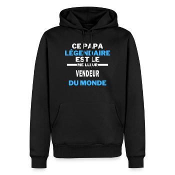 papa légendaire est le Meilleur VENDEUR du monde - Sweat à capuche Premium bio Homme - noir - Devant - Nico (187cm)