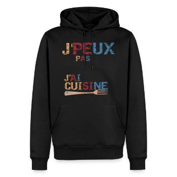 J'peux pas j'ai cuisine - Sweat à capuche Premium bio Homme - noir - Devant - Nico (187cm)