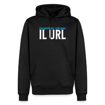 un geek ne crie pas il url - Sweat à capuche Premium bio Homme - noir - Devant - Nico (187cm)