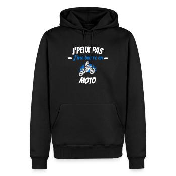 J'peux pas j'me barre en moto - Sweat à capuche Premium bio Homme - noir - Devant - Nico (187cm)