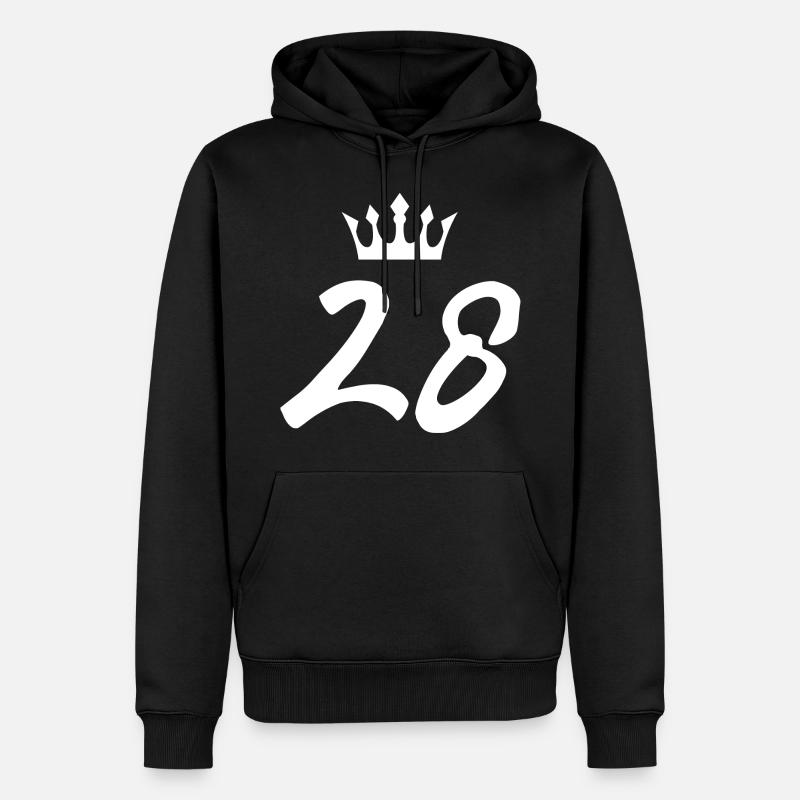 28 Couronne numérique - Sweat à capuche Premium bio Homme - noir