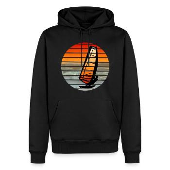 Windsurfer retro - Männer Premium Bio Hoodie - Schwarz - Vorne - Nico (187cm)