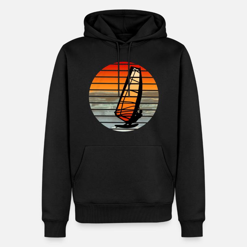 Windsurfer retro - Männer Premium Bio Hoodie - Schwarz