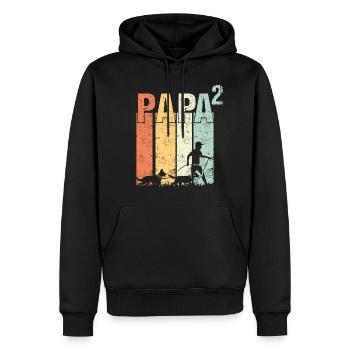 Hundepapa Dad Papa Vater mit 2 zwei Hunde Hunden - Männer Premium Bio Hoodie - Schwarz - Vorne - Nico (187cm)