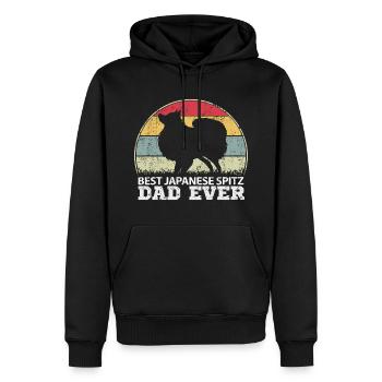 Japon Japonais Japonais Spitz Chien Papa Papa - Sweat à capuche Premium bio Homme - noir - Devant - Nico (187cm)