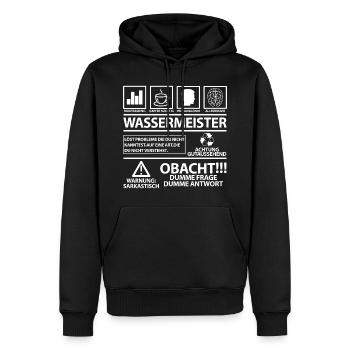 Wassermeister Spruch Lustig - Männer Premium Bio Hoodie - Schwarz - Vorne - Nico (187cm)