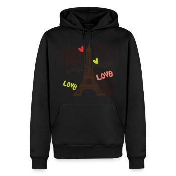 Paris Tour Eiffel Arc de Triomphe L’amour de Frankre - Sweat à capuche Premium bio Homme - noir - Devant - Nico (187cm)