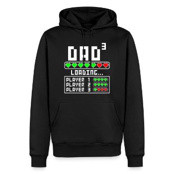 Dad father of 3 third three child baby children - Men’s Premium Organic Hoodie - black - Front - Nico (187cm)