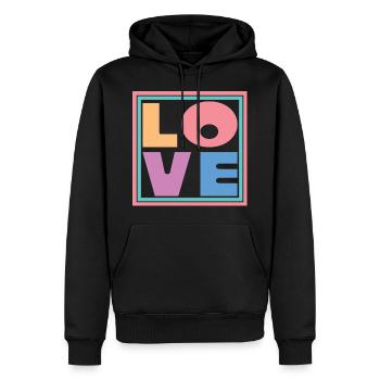 Coole bunte Liebe Quadrat Geschenk Männer Frauen & Kinder - Männer Premium Bio Hoodie - Schwarz - Vorne - Nico (187cm)