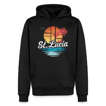 St. Lucia - Männer Premium Bio Hoodie - Schwarz - Vorne - Nico (187cm)