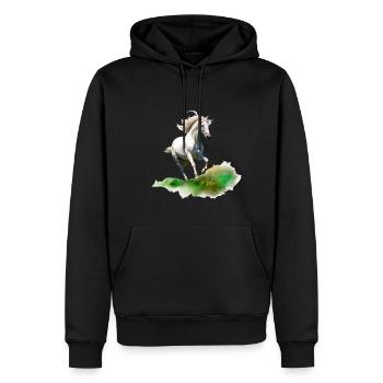 Realistisches Gemälde im Stil des weißen Pferdes auf einer Wiese - Männer Premium Bio Hoodie - Schwarz - Vorne - Nico (187cm)