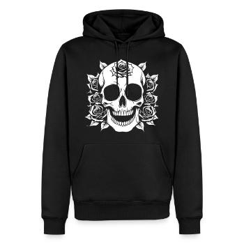 Horreur Crâne Crâne Art Crâne Gothique Heavy Metal - Sweat à capuche Premium bio Homme - noir - Devant - Nico (187cm)