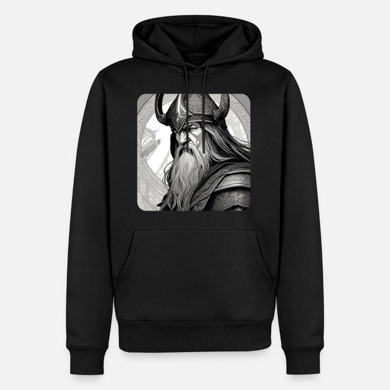 Stolzer Wikinger mit Hörner Helm - Männer Premium Bio Hoodie - Schwarz