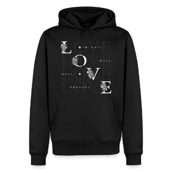 Typographie noir gris blanc Love Will Prev - Sweat à capuche Premium bio Homme - noir - Devant - Nico (187cm)