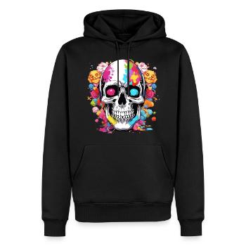 Crâne coloré - Sweat à capuche Premium bio Homme - noir - Devant - Nico (187cm)