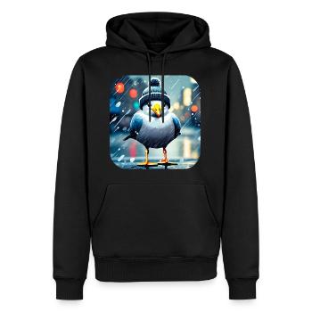 Rain Seagull - Men’s Premium Organic Hoodie - black - Front - Nico (187cm)