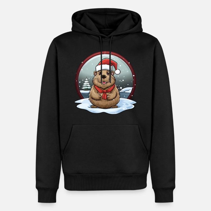 Biber Weihnachten - Männer Premium Bio Hoodie - Schwarz
