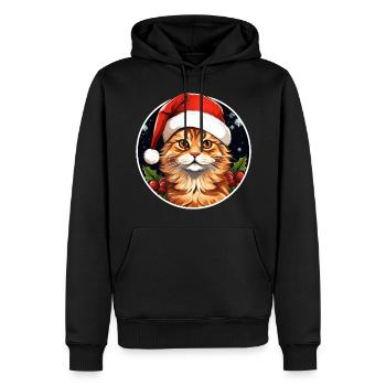 Chats Noël - Sweat à capuche Premium bio Homme - noir - Devant - Nico (187cm)