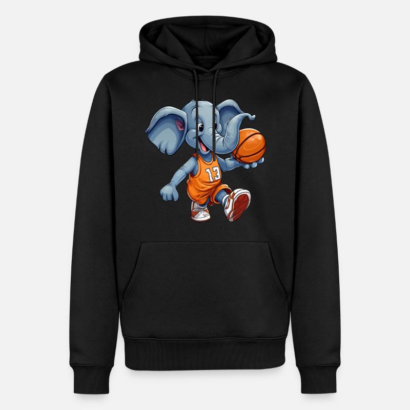 Éléphant de basket-ball - Sweat à capuche Premium bio Homme - noir