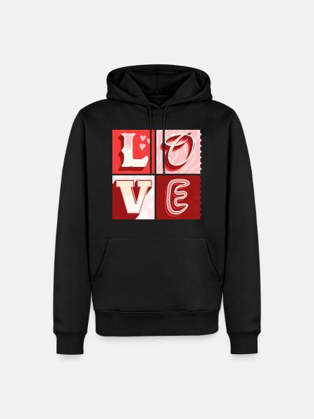 Amore Amore Scrittura Cuore Partner Coppia Innamorata - Felpa con cappuccio ecologica premium da uomo - nero