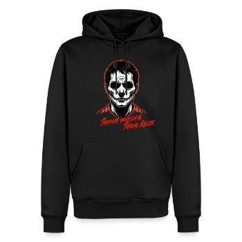 Unterstütze deinen lokalen Serienmörder - Männer Premium Bio Hoodie - Schwarz - Vorne - Nico (187cm)