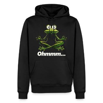 Yoga Frog #lovely toons - Sweat à capuche Premium bio Homme - noir - Devant - Nico (187cm)