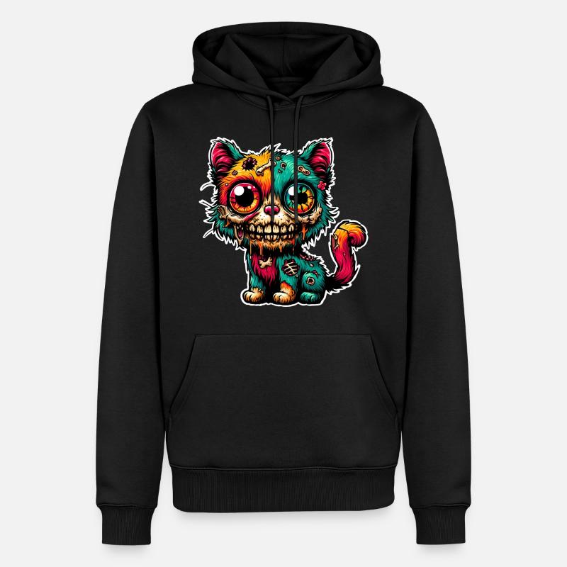 Zombie Chat Monstre Halloween - Sweat à capuche Premium bio Homme - noir