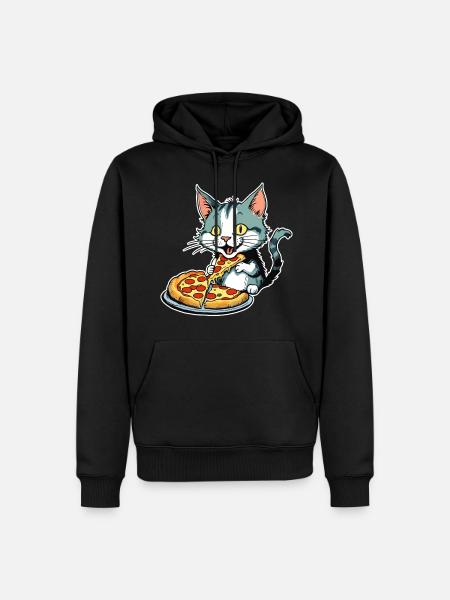 Cat loves pizza - Men’s Premium Organic Hoodie - black