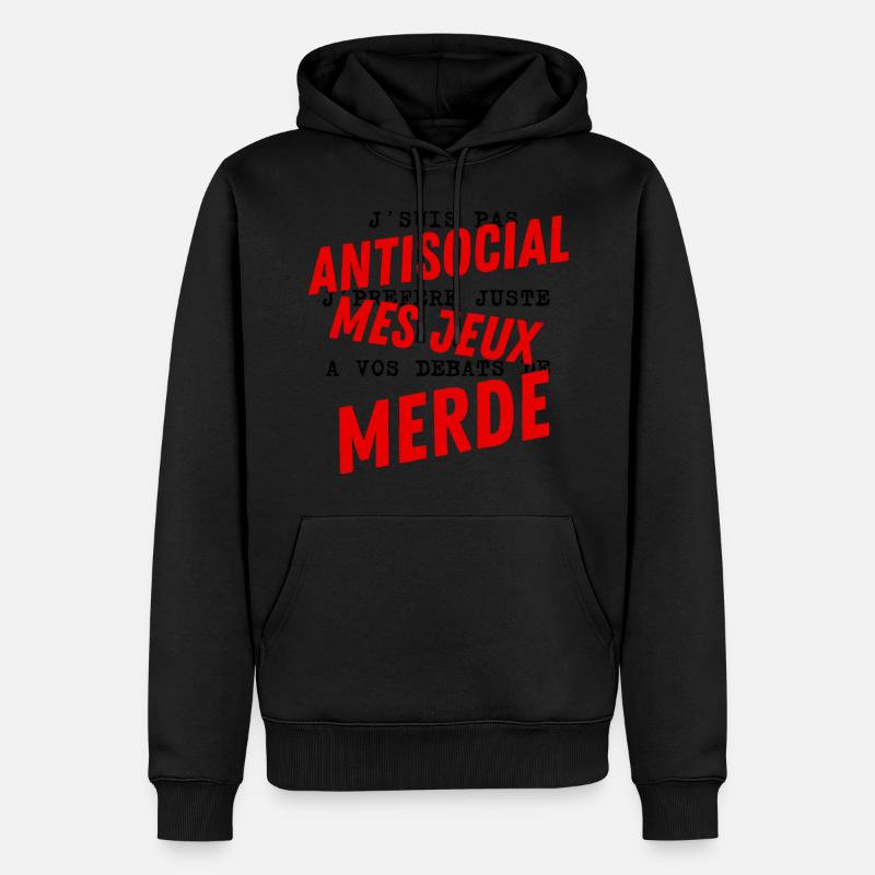 J suis pas antisocial - Sweat à capuche Premium bio Homme - noir