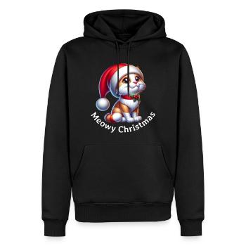 Miaou Noël drôle de chat - Sweat à capuche Premium bio Homme - noir - Devant - Nico (187cm)