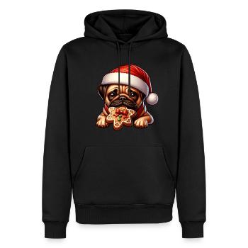 Mops Lebkuchenstern Weihnachten Xmas - Männer Premium Bio Hoodie - Schwarz - Vorne - Nico (187cm)