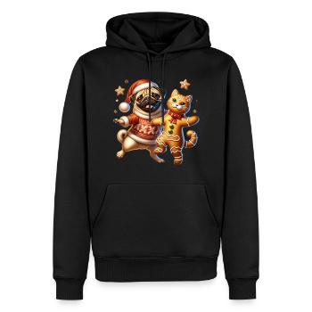 Chat carlin - Sweat à capuche Premium bio Homme - noir - Devant - Nico (187cm)
