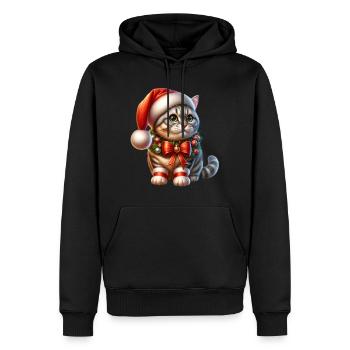 Süße Katze Schleife Weihnachtsmütze Winter - Männer Premium Bio Hoodie - Schwarz - Vorne - Nico (187cm)